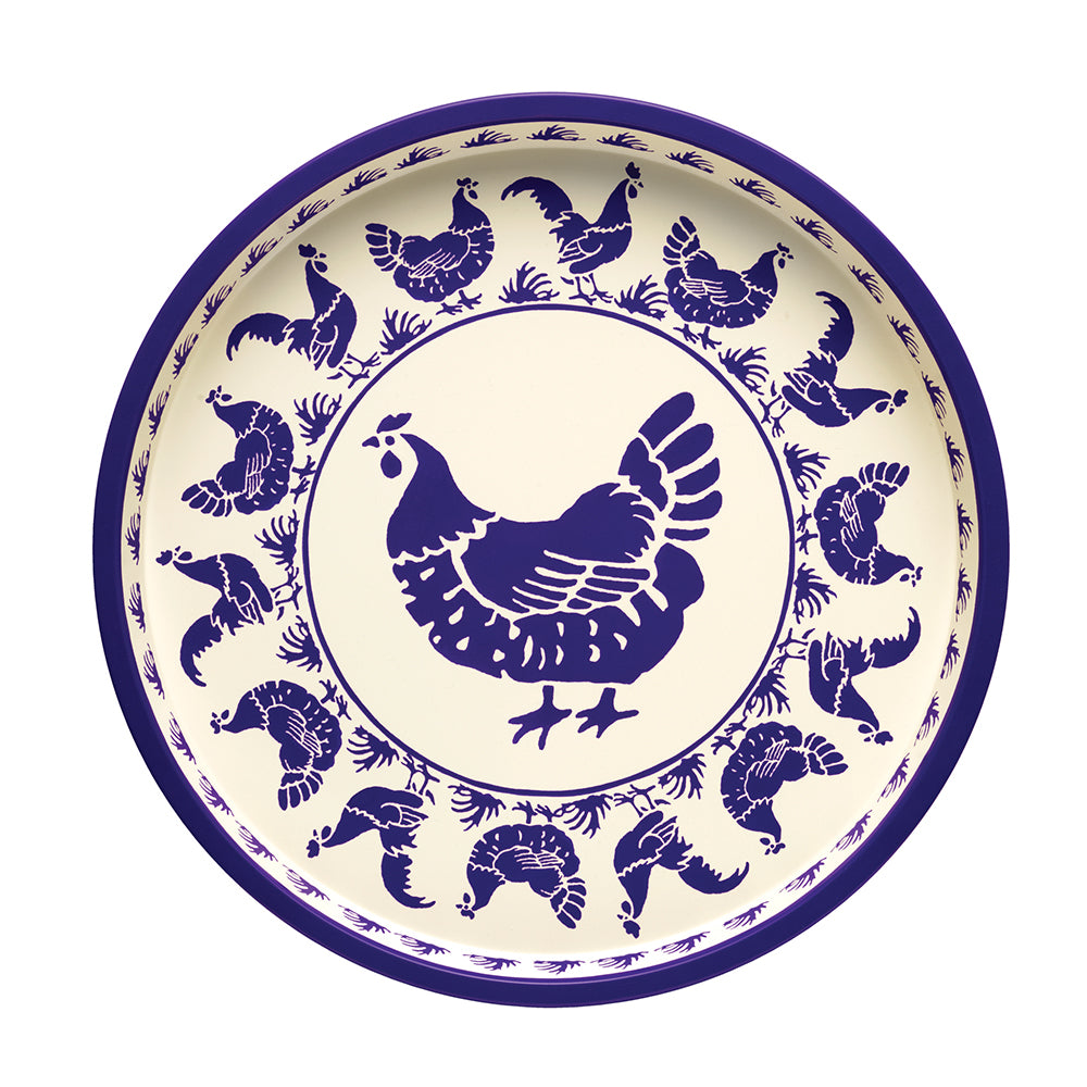 Emma Bridgewater Blue Hens Deepwell Tin Tray 300 mm (d)