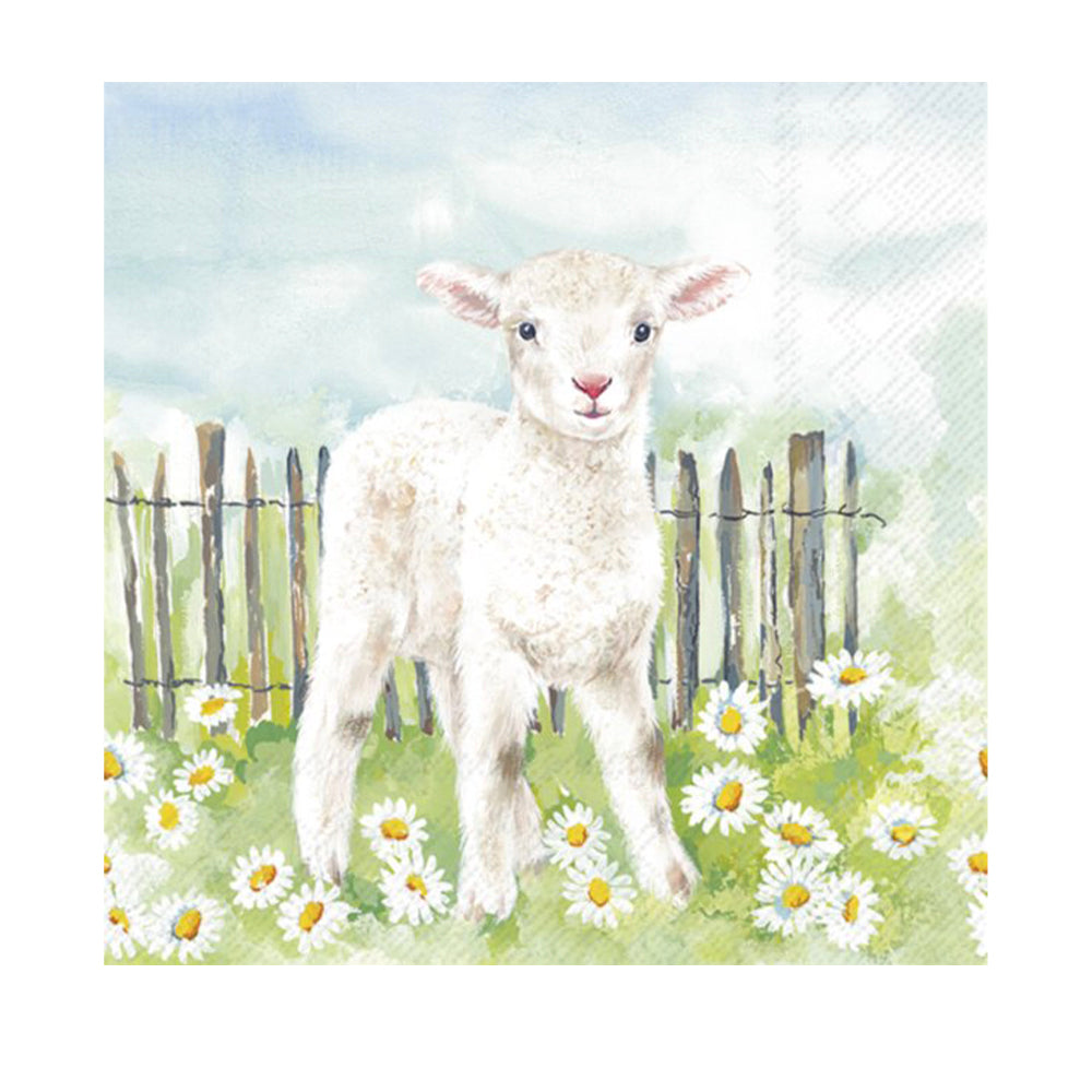 Lamb in the Meadow IHR Paper Cocktail Napkins 25 cm 20 pack 3 ply