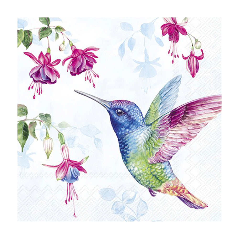 Hummingbird Light Blue Cocktail IHR Paper Table Napkins 25 cm or 10 inches square 3 ply