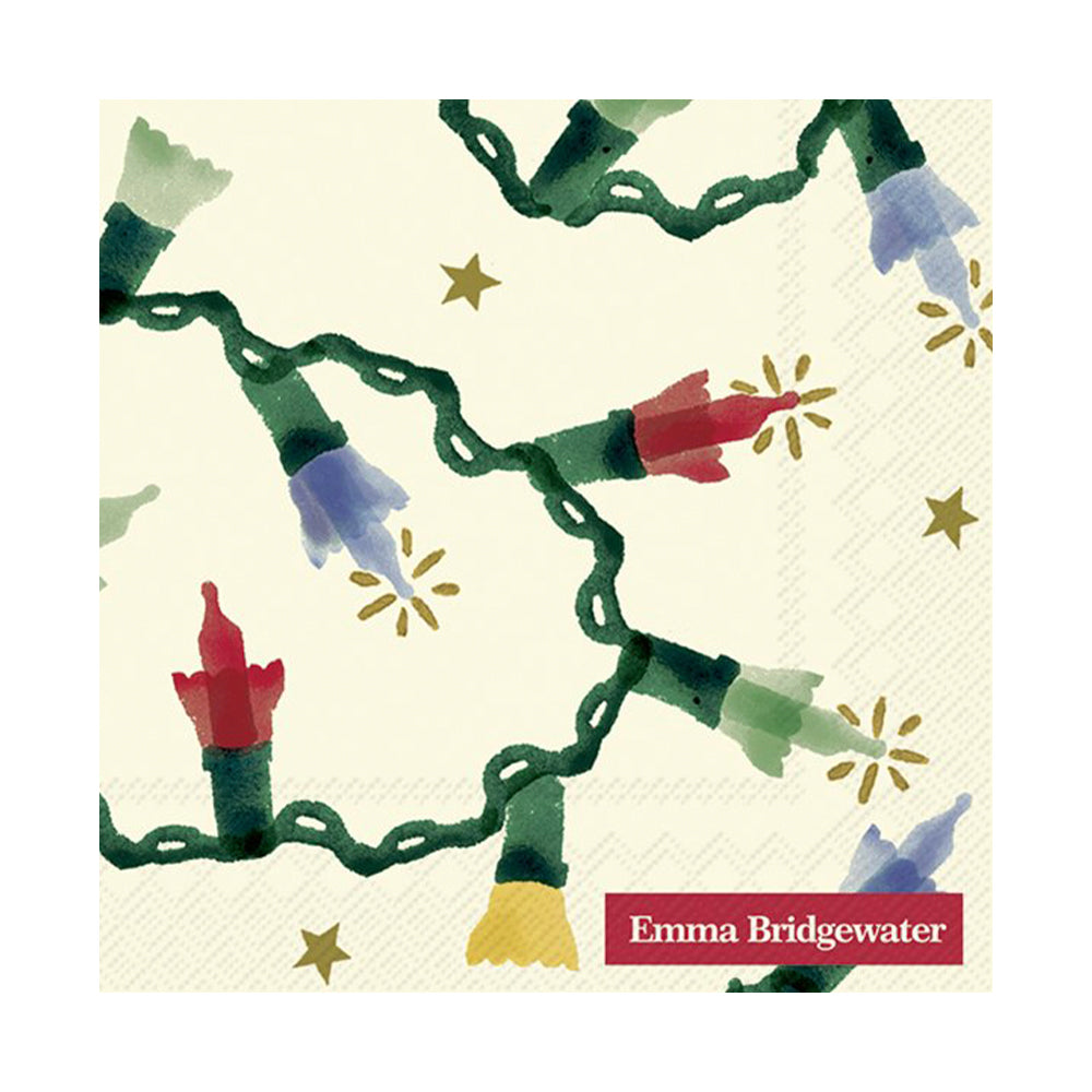 Emma Bridgewater Fairy Lights Cream Christmas IHR Paper Cocktail Napkin 25 cm