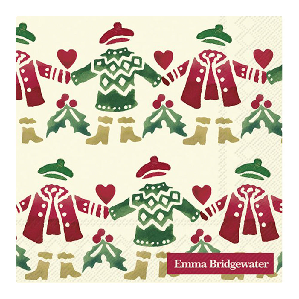 Emma Bridgewater Winter Walks Cream Christmas IHR Paper Cocktail Napkin 25 cm