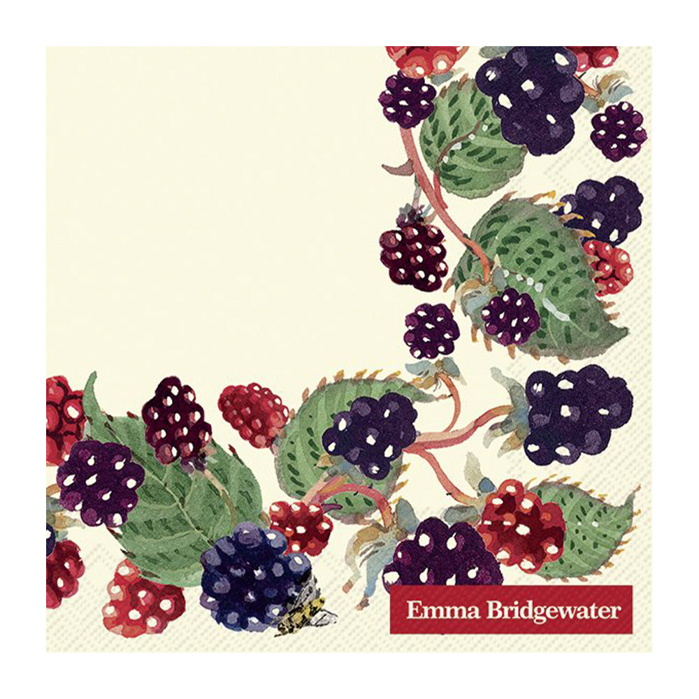Emma Bridgewater Blackberries Cream IHR Paper Cocktail Napkin 25 cm