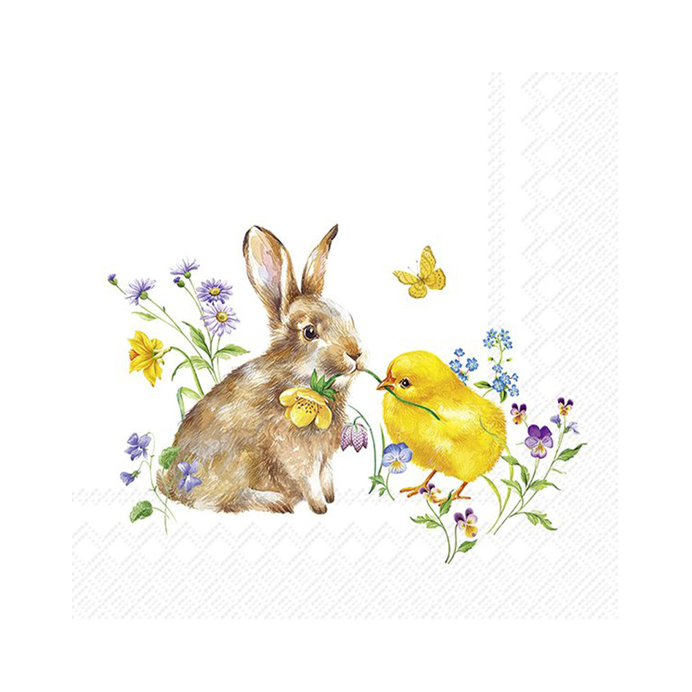 Bunny and Chick Easter IHR Paper Cocktail Napkins 25 cm 20 pack 3 ply