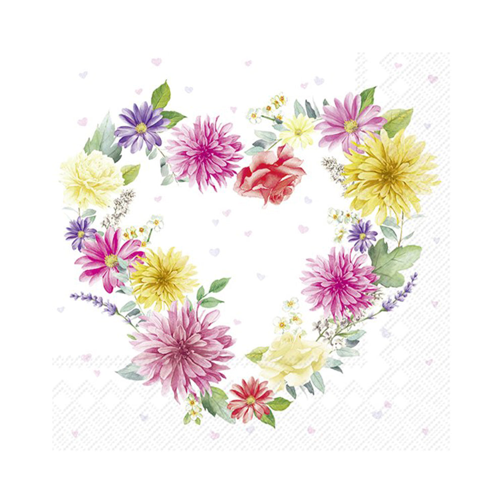 Heart Made of Flowers IHR Paper Cocktail Napkins 25 cm 20 pack 3 ply
