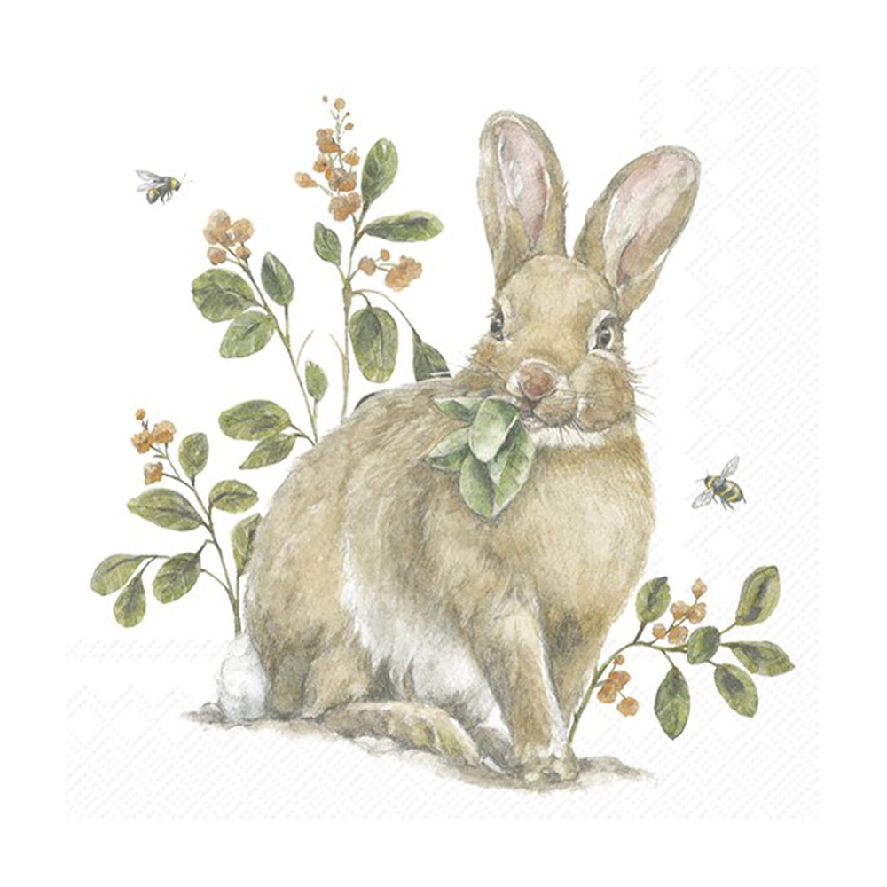 Garden Rabbit Bunny Easter IHR Paper Cocktail Napkins 25 cm 20 pack 3 ply