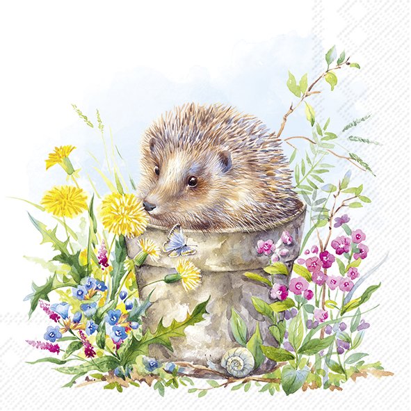Smells Like Spring Hedgehog IHR Paper Cocktail Napkins 25 cm 20 pack 3 ply