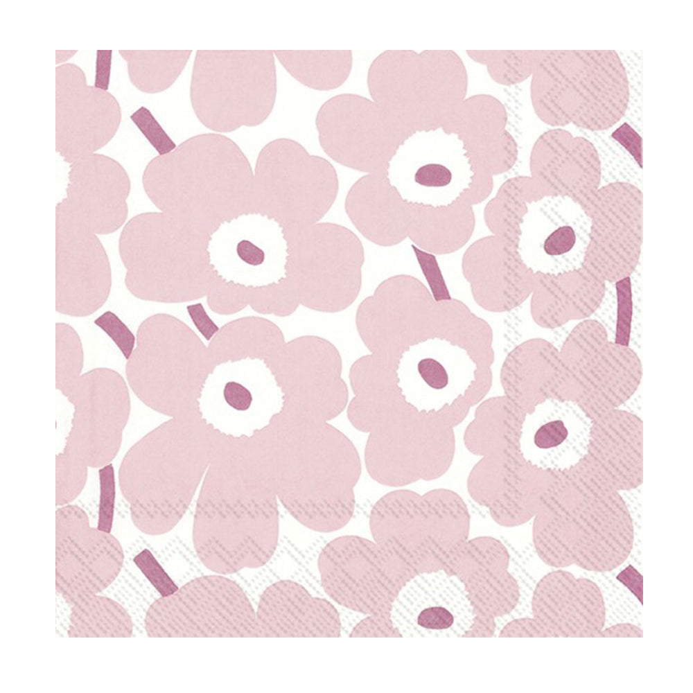 Marimekko Mini Unikko Light Rose Flowers Cocktail IHR Paper Table Napkins 25 cm or 10 inches square 3 ply