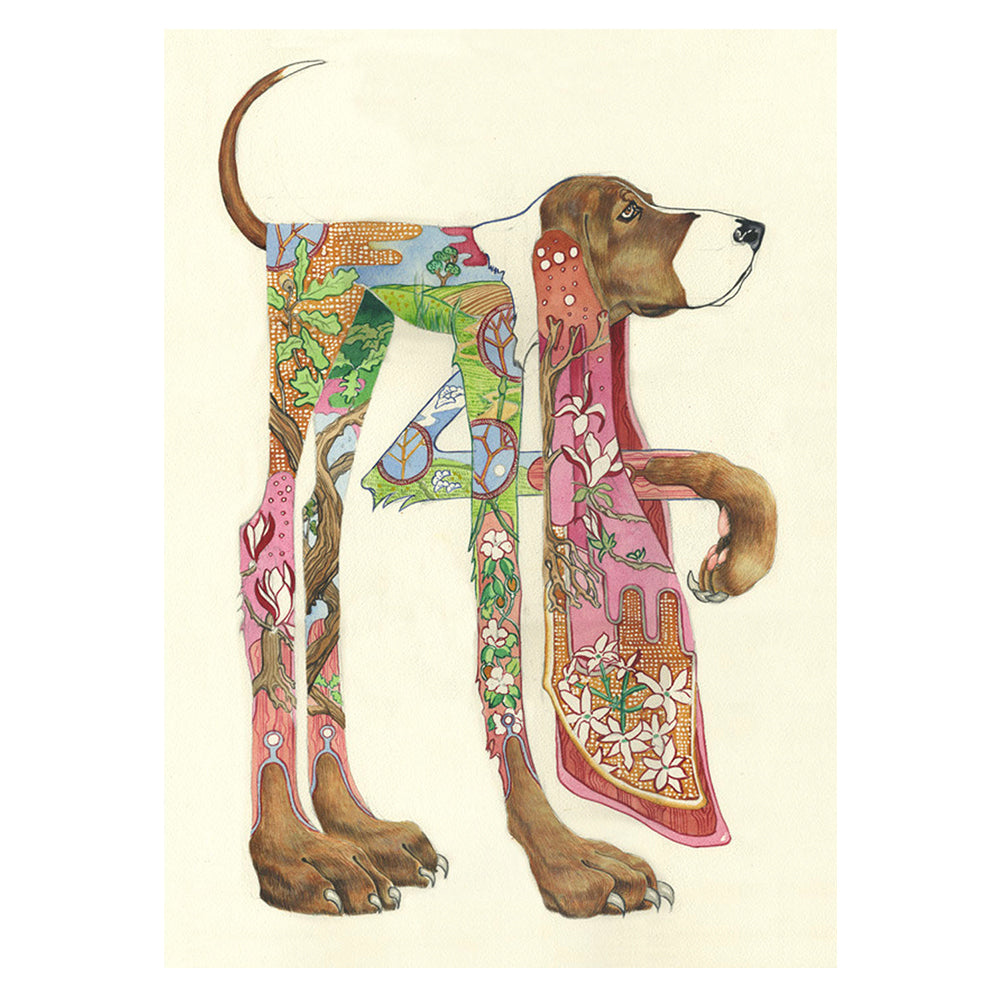 Hound Greeting Card by Daniel Mackie - 7 x 5 inches with envelope