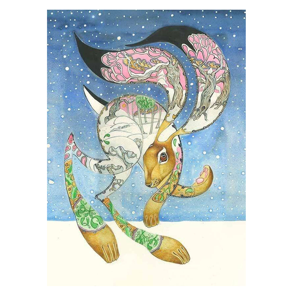 Hare in the Snow Greeting Card by Daniel Mackie - 7 x 5 inches with envelope