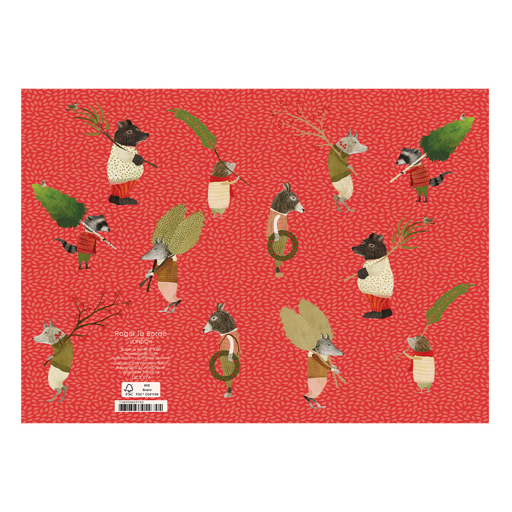 Creatures In Jumpers Gold Foil Christmas Card 5 pack 170 x 120 mm Roger la Borde