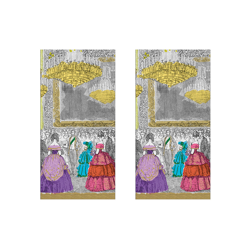 The Devonshire Ball Dancing Caspari Paper Pocket Tissues - 2 packs of 10 tissues 21 cm square