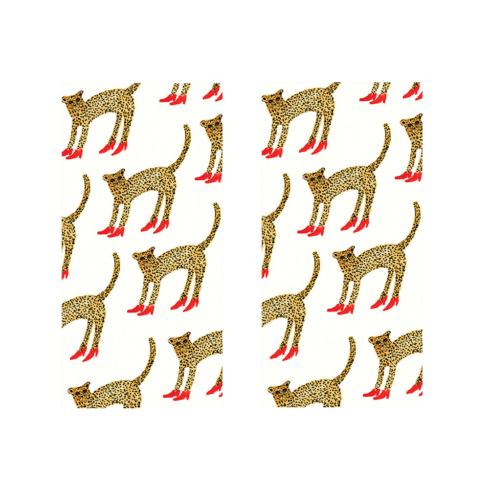 Ruby Slippers Leopard Caspari Paper Pocket Tissues - 2 packs of 10 tissues 21 cm square