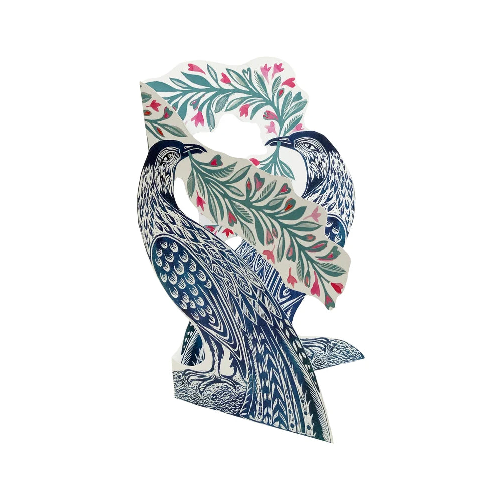 Festoon Birds Judy Lumley Greetings Card from Lino Cut Designs with envelope