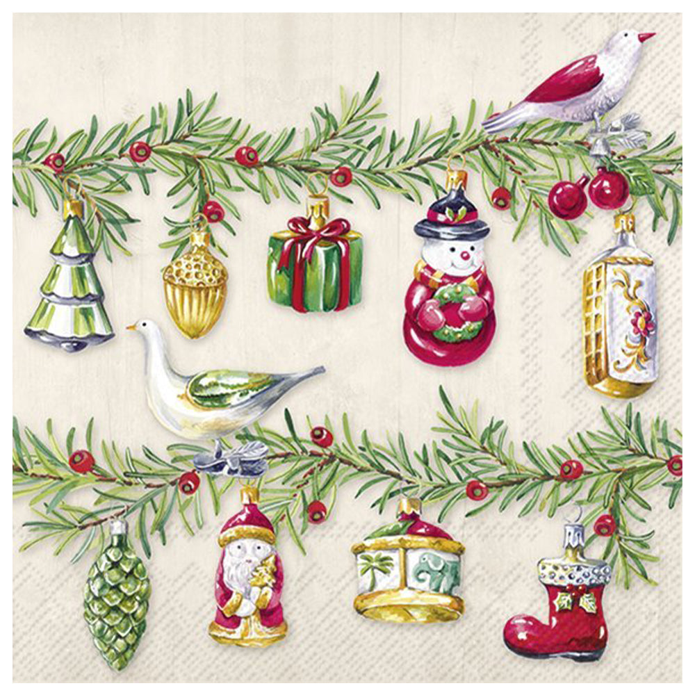 Christmas Garland Cream IHR Paper Table Lunch Napkins 33 cm square 3 ply