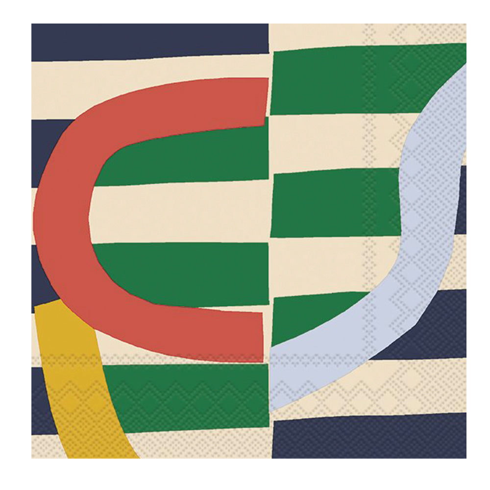 Marimekko Siirto Green Stripes IHR Paper Table Napkins 33 cm square 3 ply lunch napkins