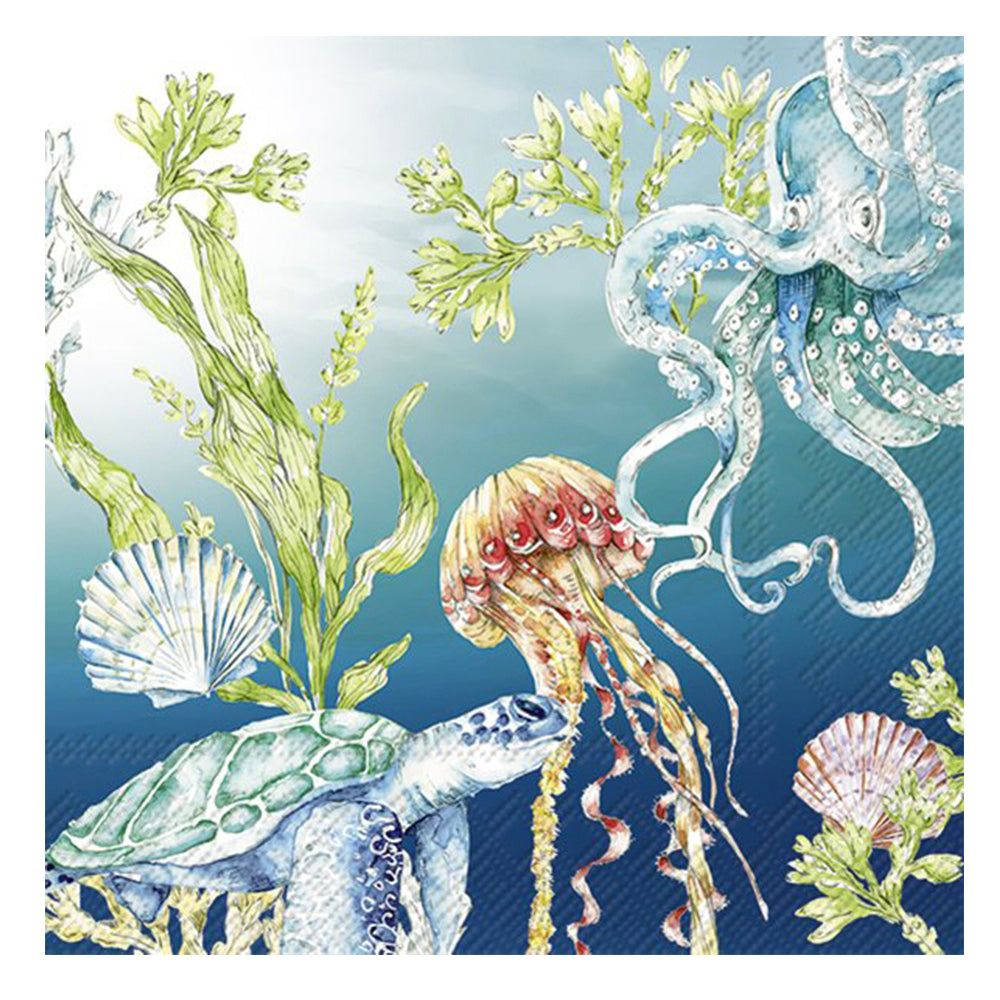 Deep Blue Sea Creatures IHR Paper Table Napkins 33 cm square 3 ply lunch napkins