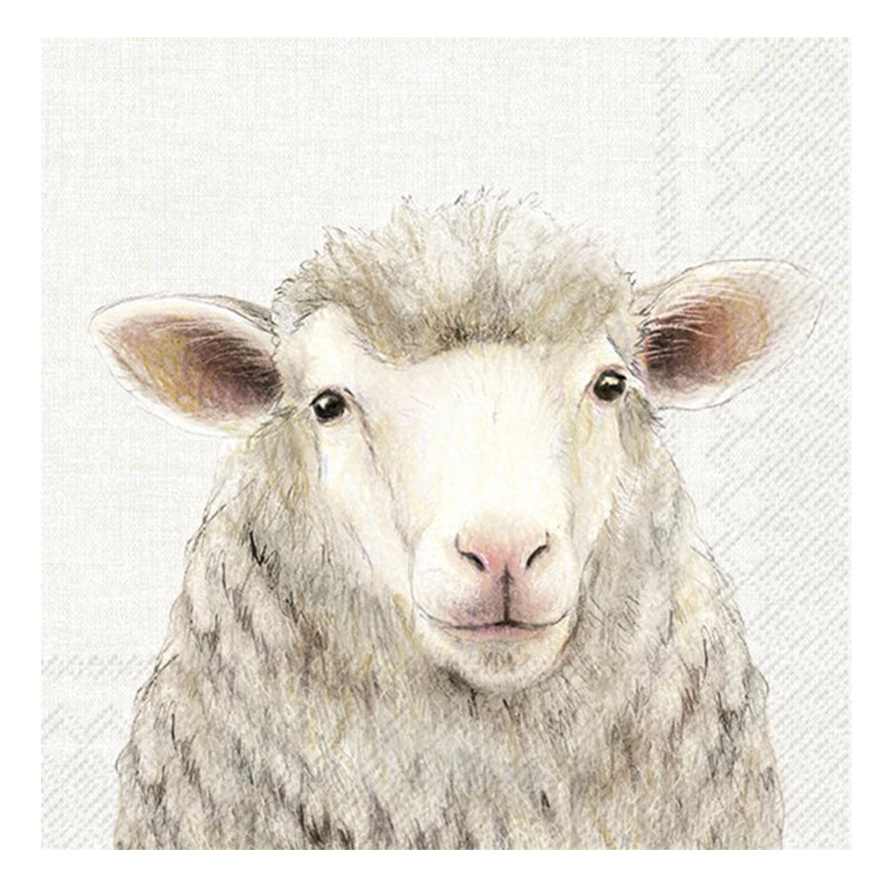 Farm Sheep Cream IHR Paper Table Napkins 33 cm square 3 ply lunch napkins