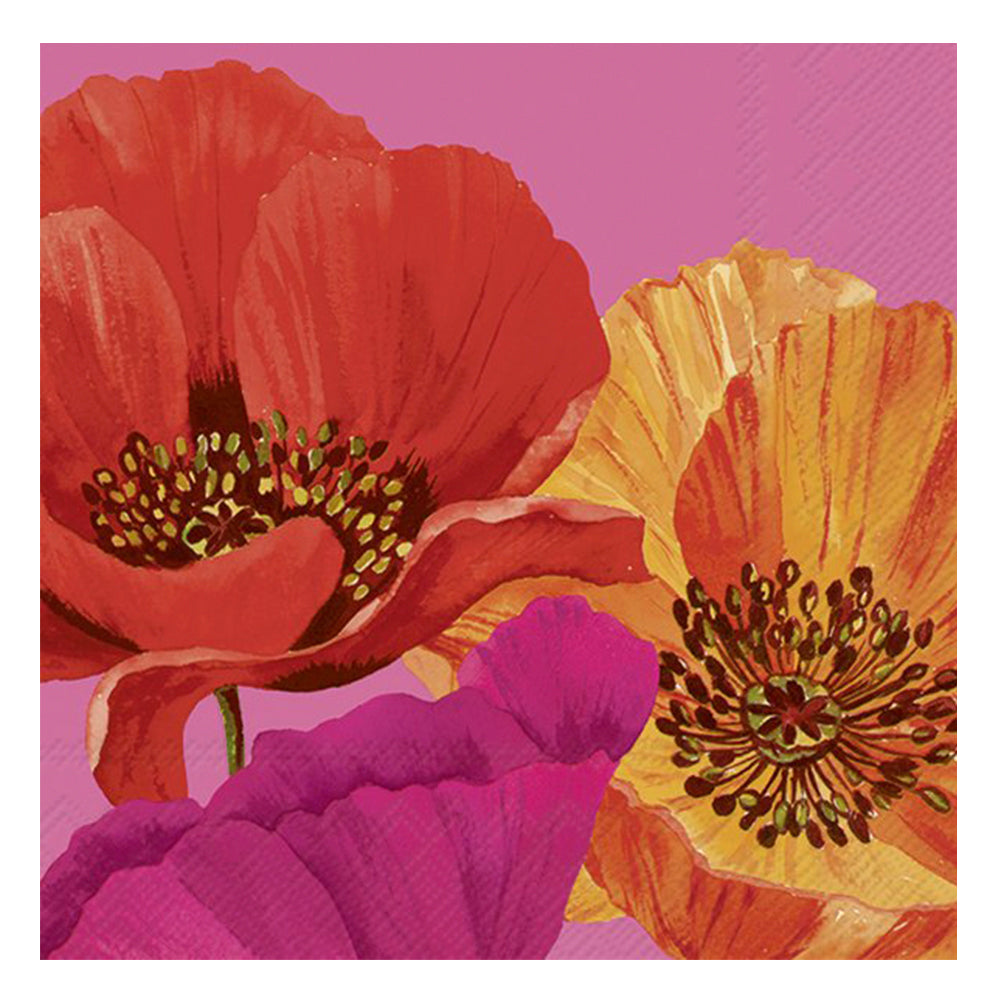 Joyful Poppy Pink IHR Paper Table Napkins 33 cm square 3 ply lunch napkins