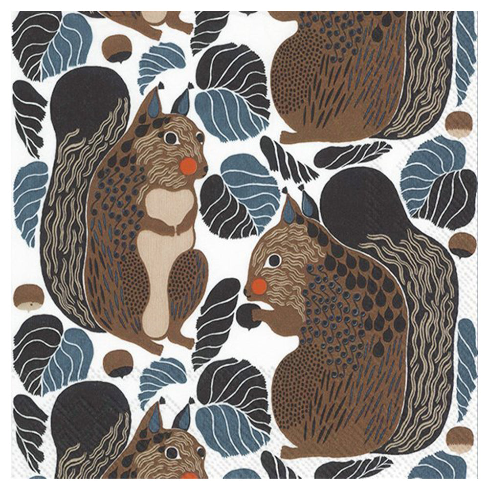 Marimekko Kurre black brown Squirrels IHR Paper Table Lunch Napkins 33 cm square 3 ply