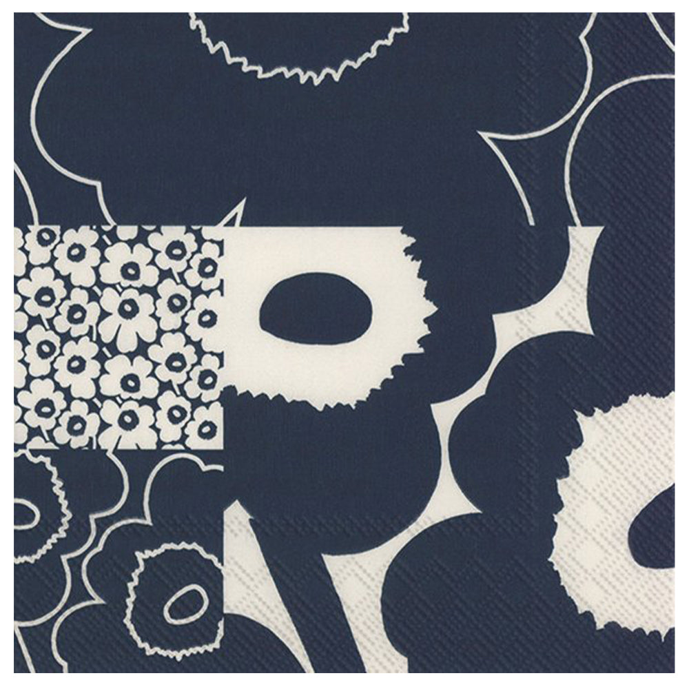 Marimekko Unikko Kollaasi dark blue IHR Paper Table Lunch Napkins 33 cm square 3 ply