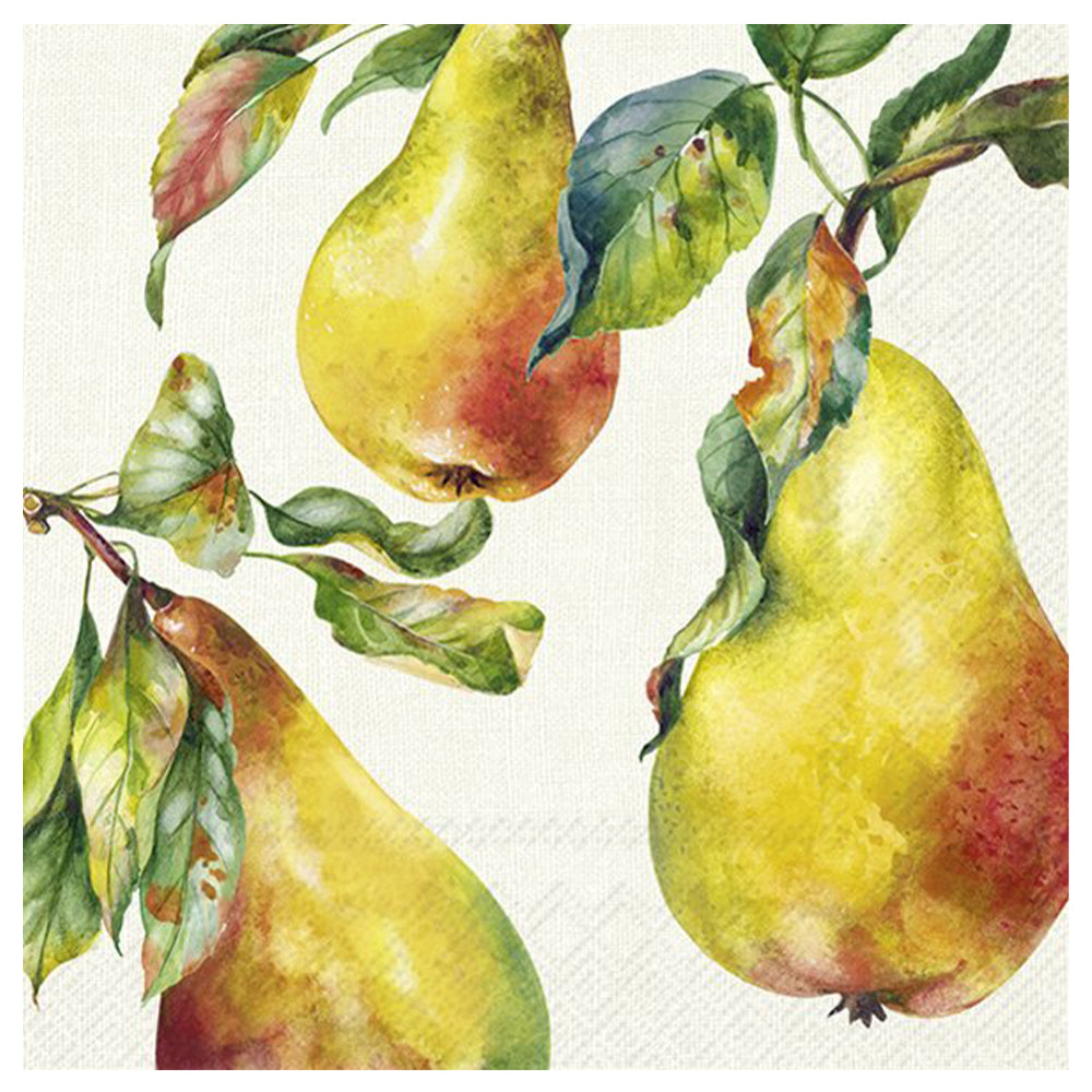 Home Grown Pears Cream IHR Paper Table Lunch Napkins 33 cm square 3 ply