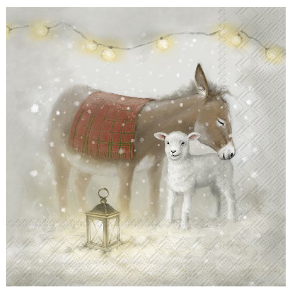Nino & Molly Donkey Sheep Christmas IHR Paper Table Lunch Napkins 33 cm sq 3 ply