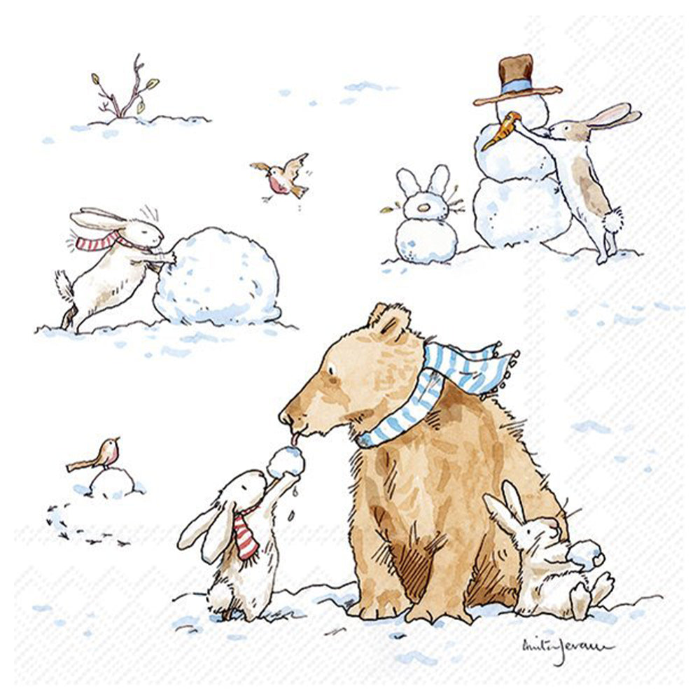 Snow Friends Christmas Anita Jeram Animal IHR Paper Table Lunch Napkins 33 cm square 3 ply