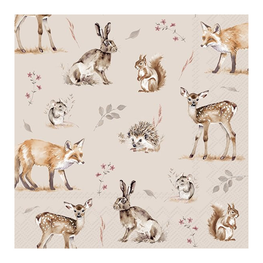 Forest Tales Wildlife Linen IHR Paper Table Lunch Napkins 33 cm square 3 ply