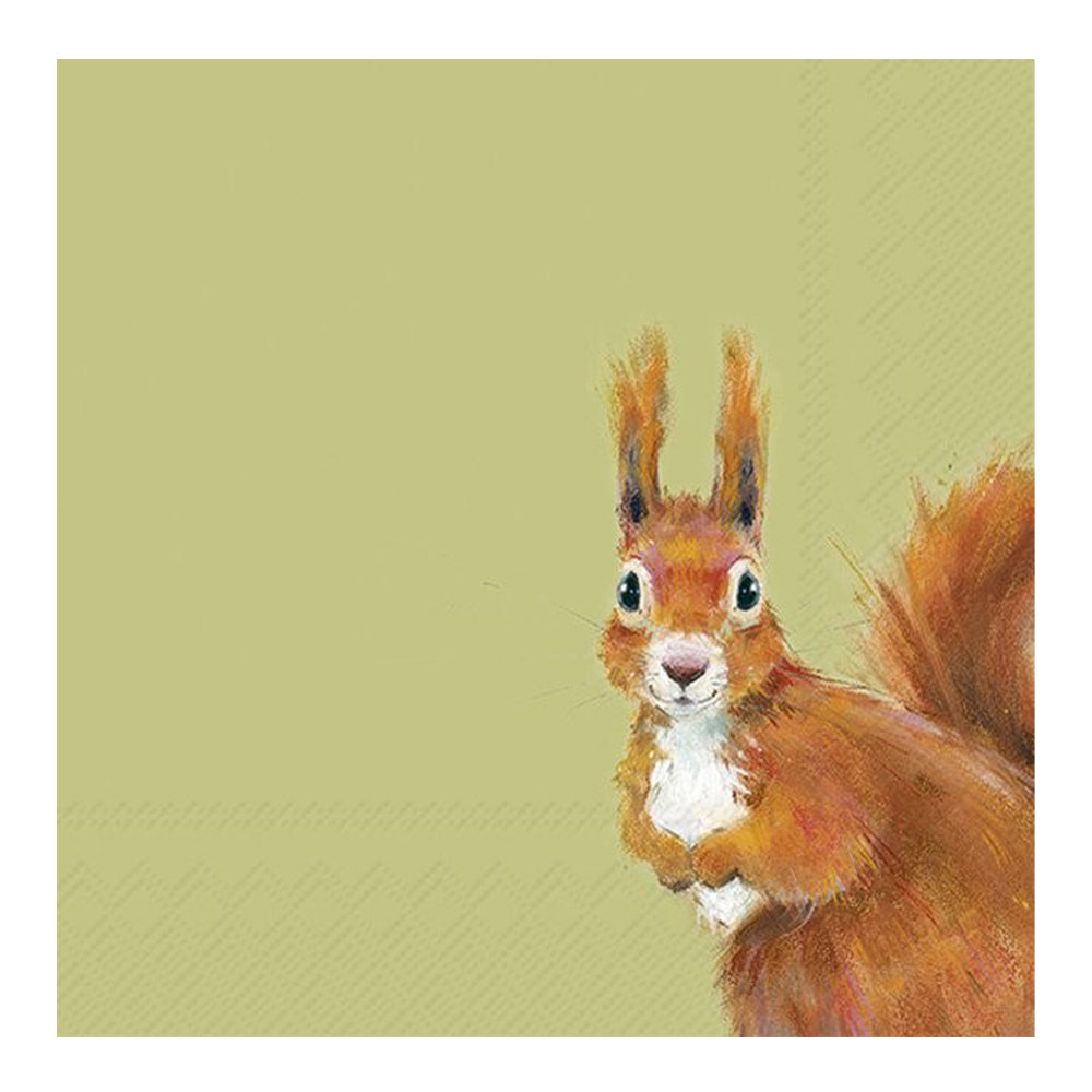 Squirrel Hazel Green IHR Paper Table Lunch Napkins 33 cm square 3 ply