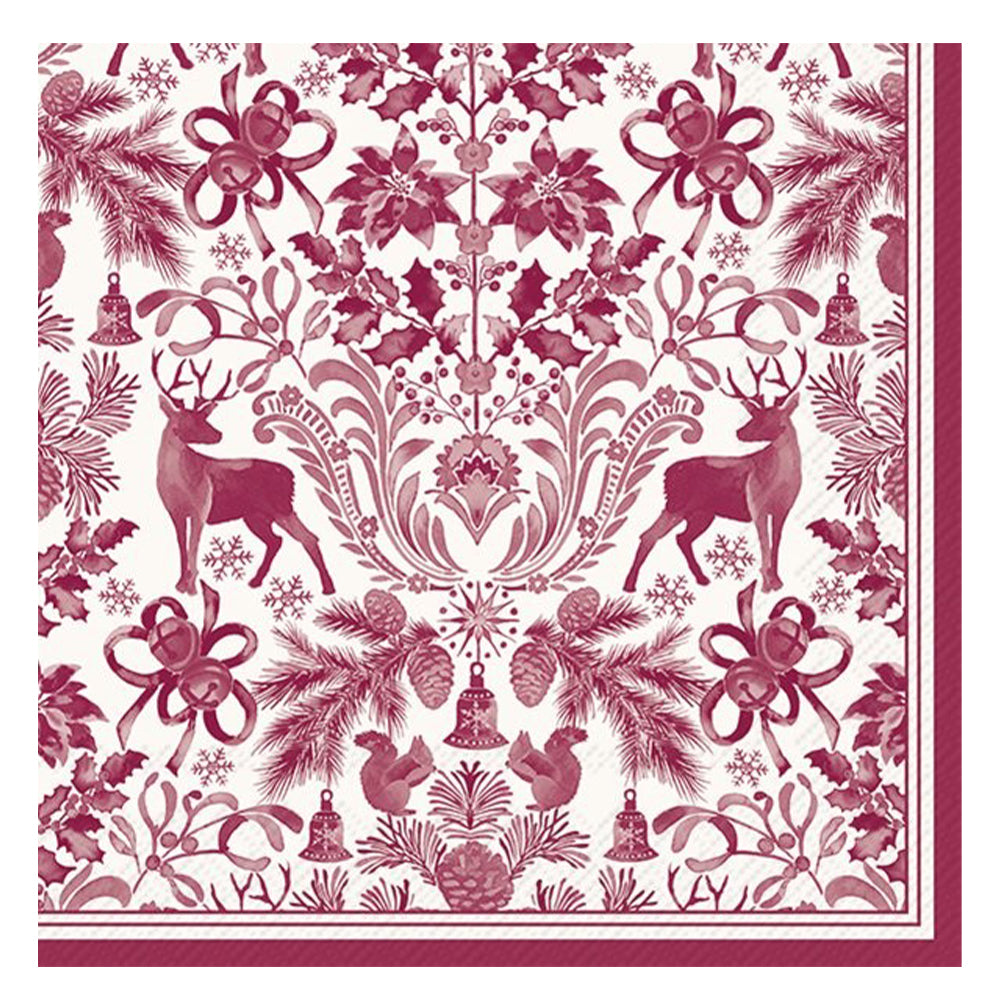 Brimsley Red Animals Floral IHR Paper Table Lunch Napkins 33 cm square 3 ply