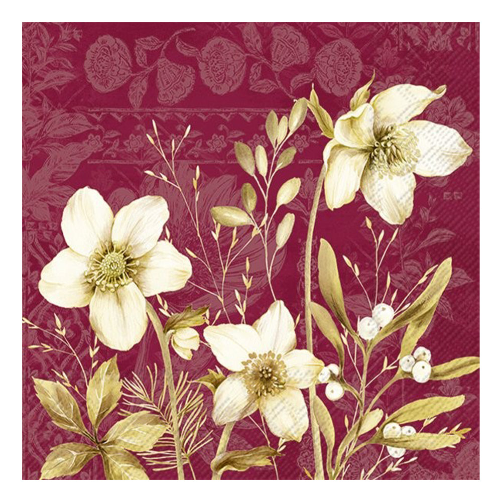 Lorraine Red Winter Roses IHR Paper Table Lunch Napkins 33 cm square 3 ply