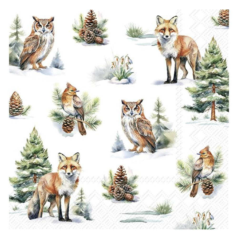 Winter Wildlife IHR Paper Table Lunch Napkins 33 cm square 3 ply