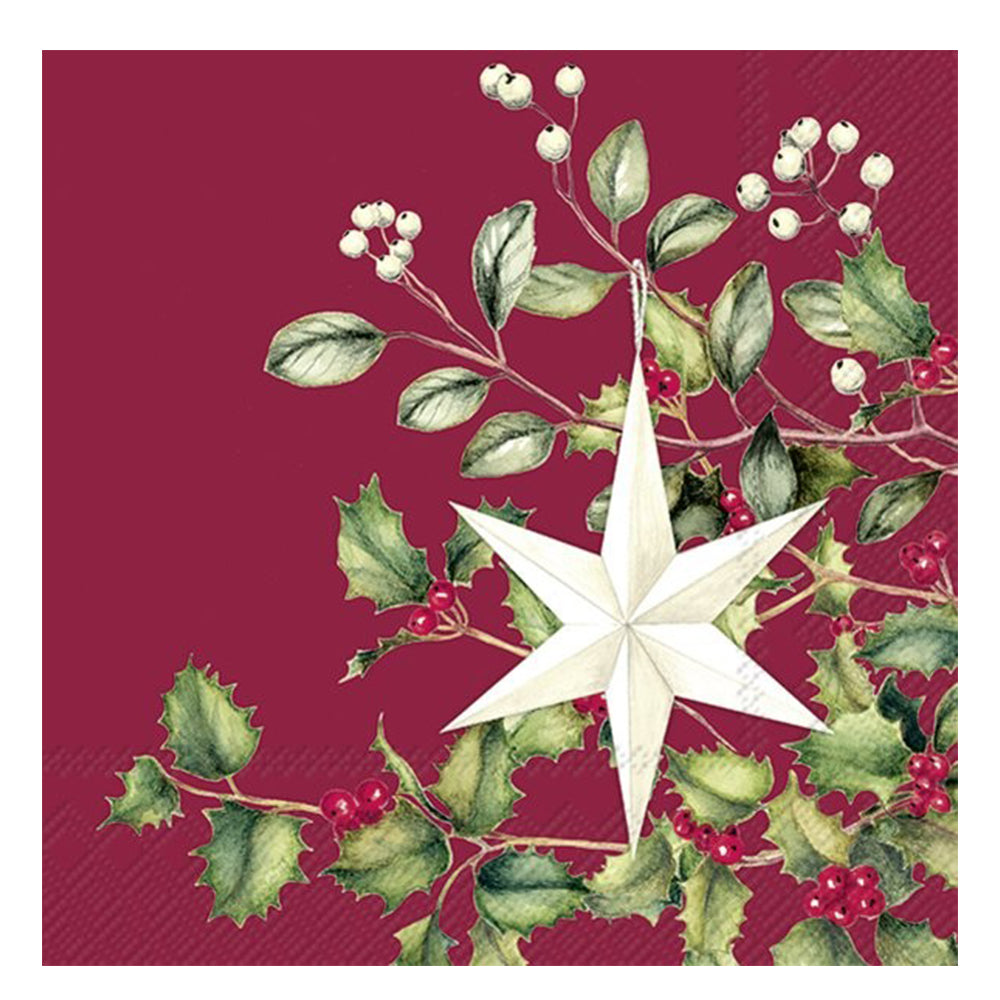 Silent Christmas Star Red IHR Paper Table Lunch Napkins 33 cm square 3 ply