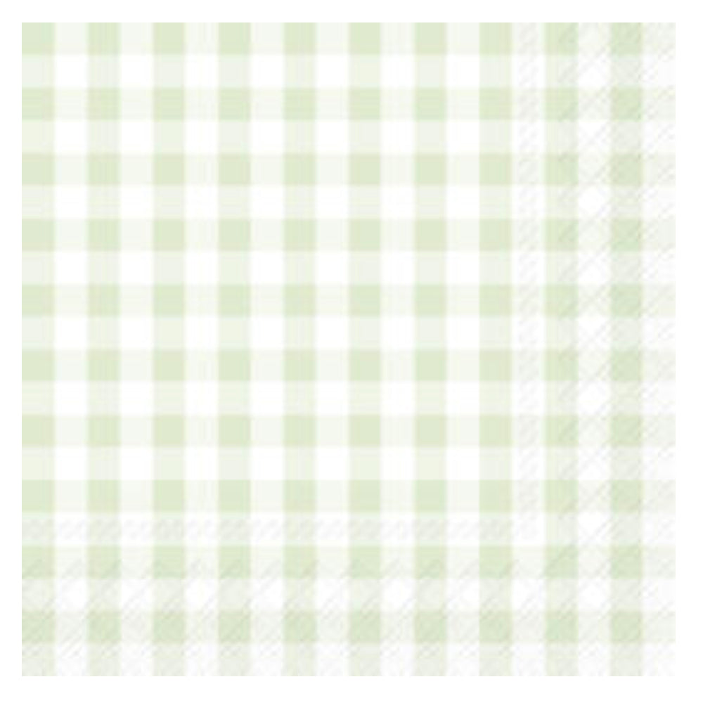 Taverna Light Green Gingham Check IHR Paper Table Napkins 33 cm square 3 ply lunch napkins