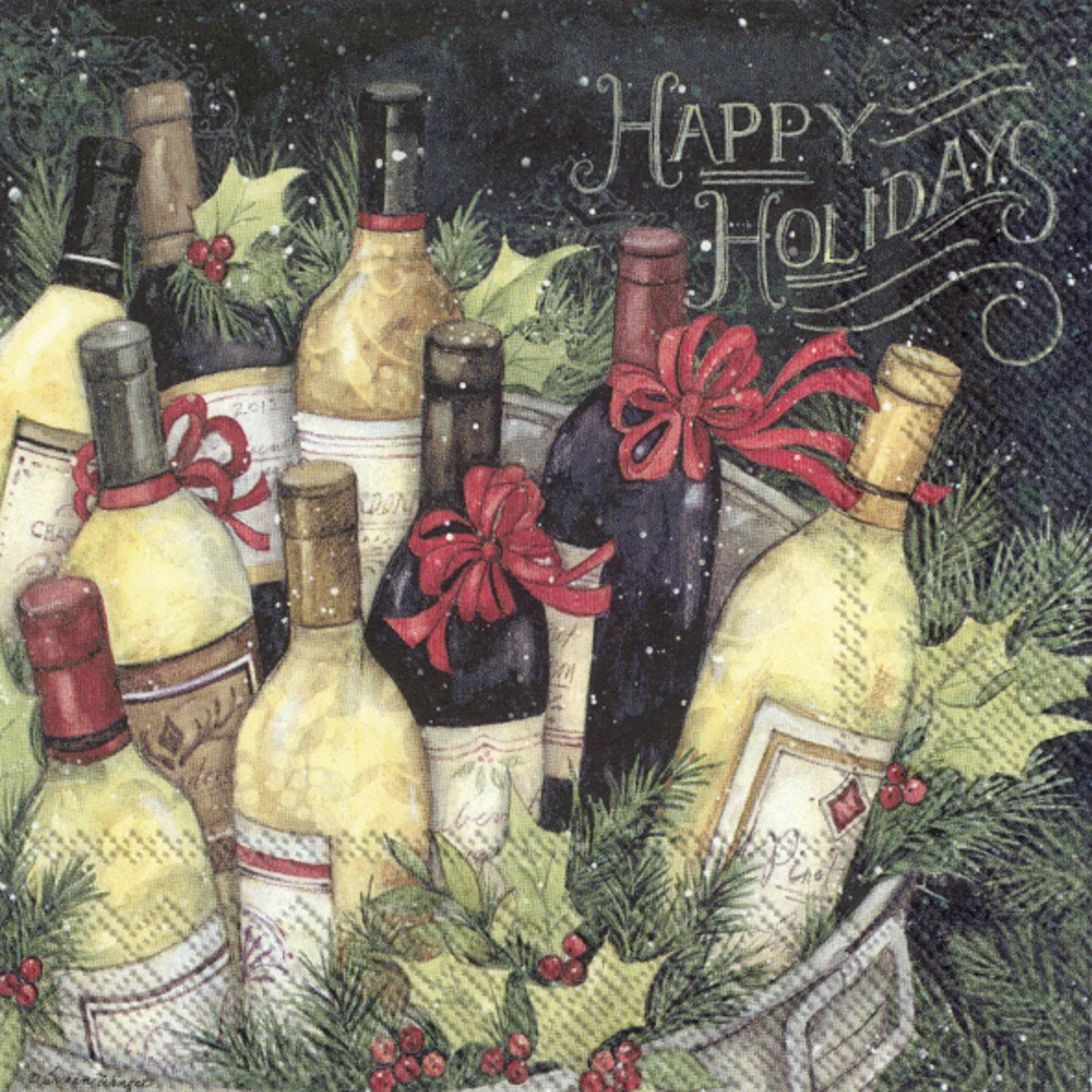 Christmas Wine Bucket IHR Paper Lunch Napkins 33 cm sq 3 ply 20 pack