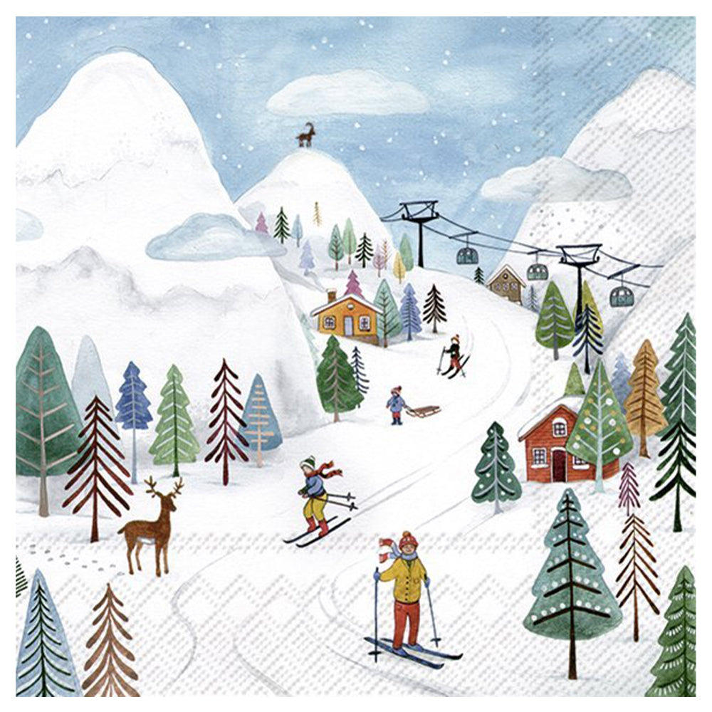 Winter Joy Skiing Mountain IHR Paper Table Lunch Napkins 33 cm square 3 ply