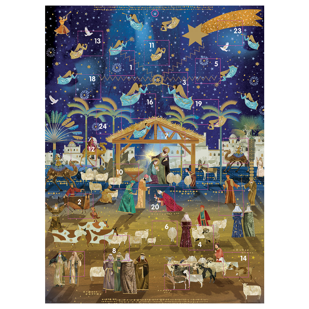 Nativity and Angel Ling Advent Calendar 340 x 250 mm