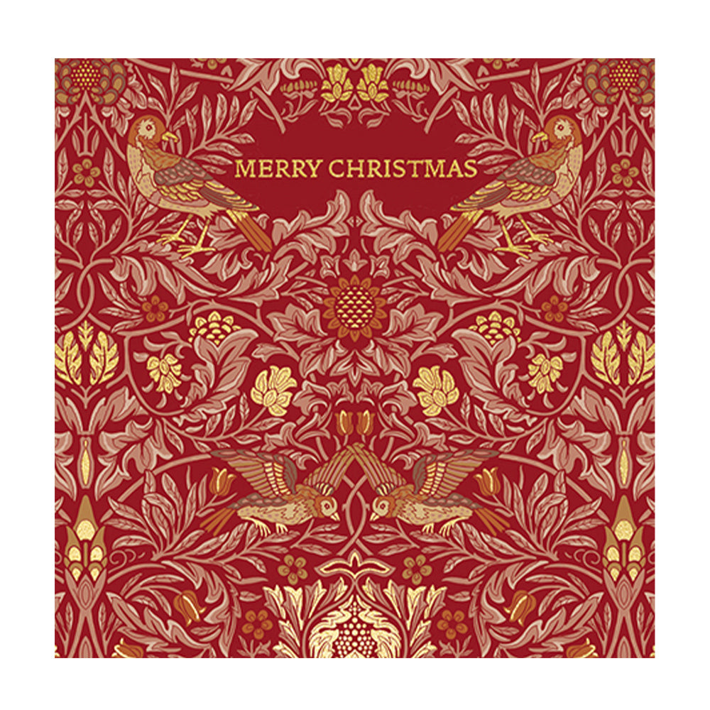 Christmas Bird Red William Morris Christmas Cards 159 x 159 mm wallet of 8 Christmas cards 2 designs 4 of each