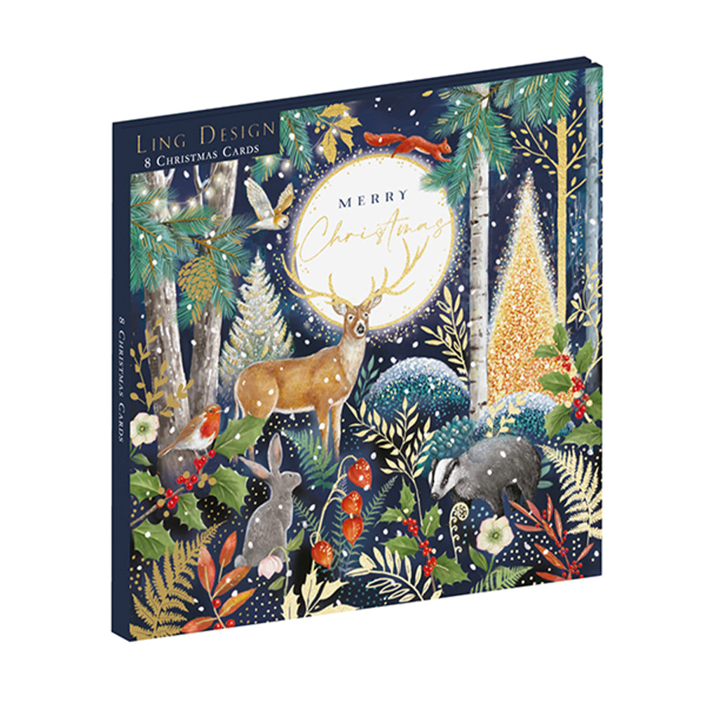 Christmas Wonderland Animals Christmas Cards 159 x 159 mm wallet of 8 Christmas cards 2 designs 4 of each