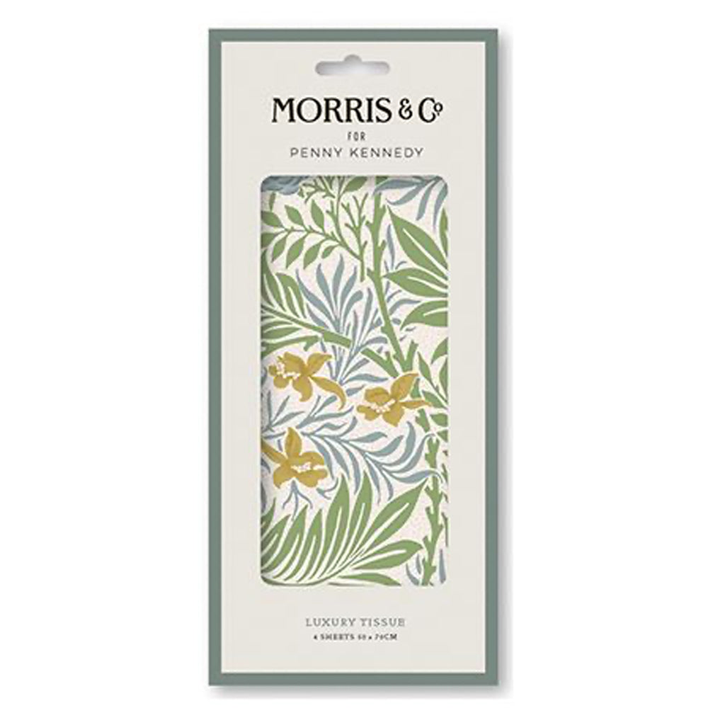William Morris Larkspur - Grass Green Tissue Wrapping Paper 4 sheets 50 x 70 cm