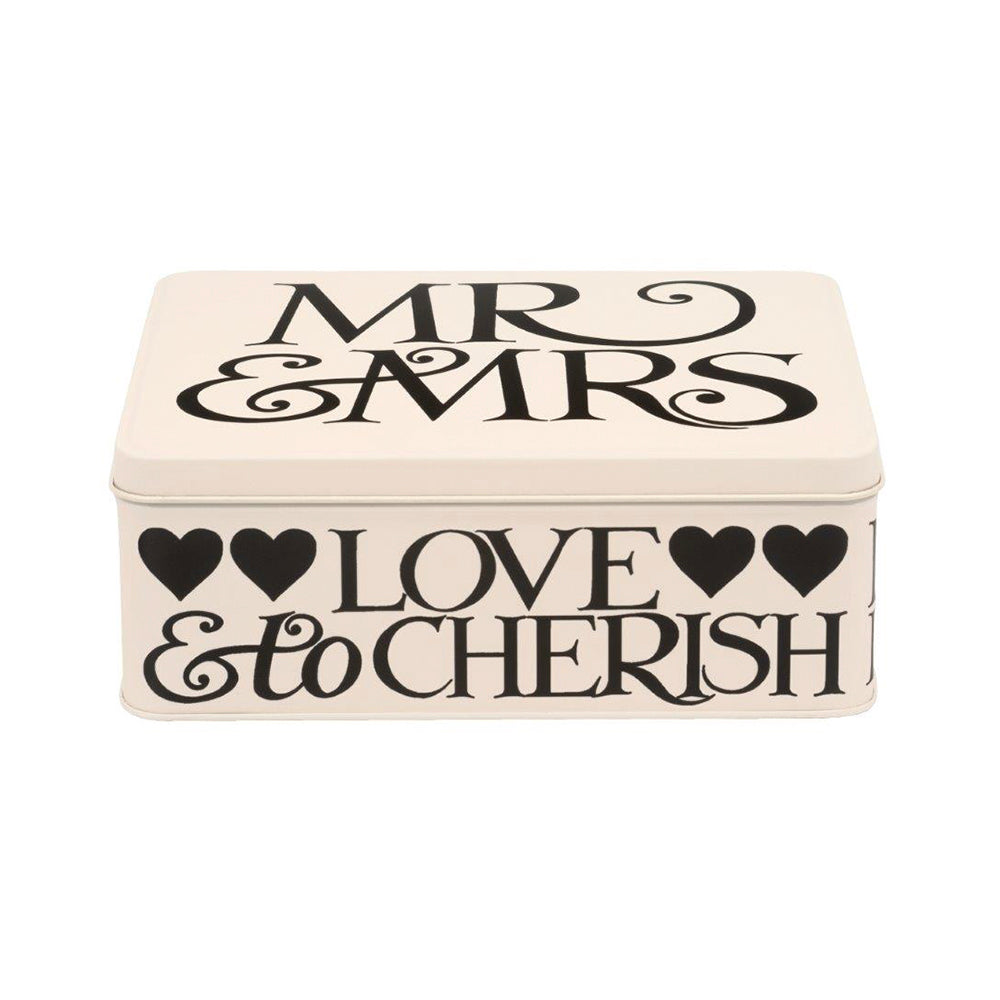 Emma Bridgewater Mr and Mrs Wedding Keepsake Black Toast Deep Rectangular Tin 195 x 154 x 75mm