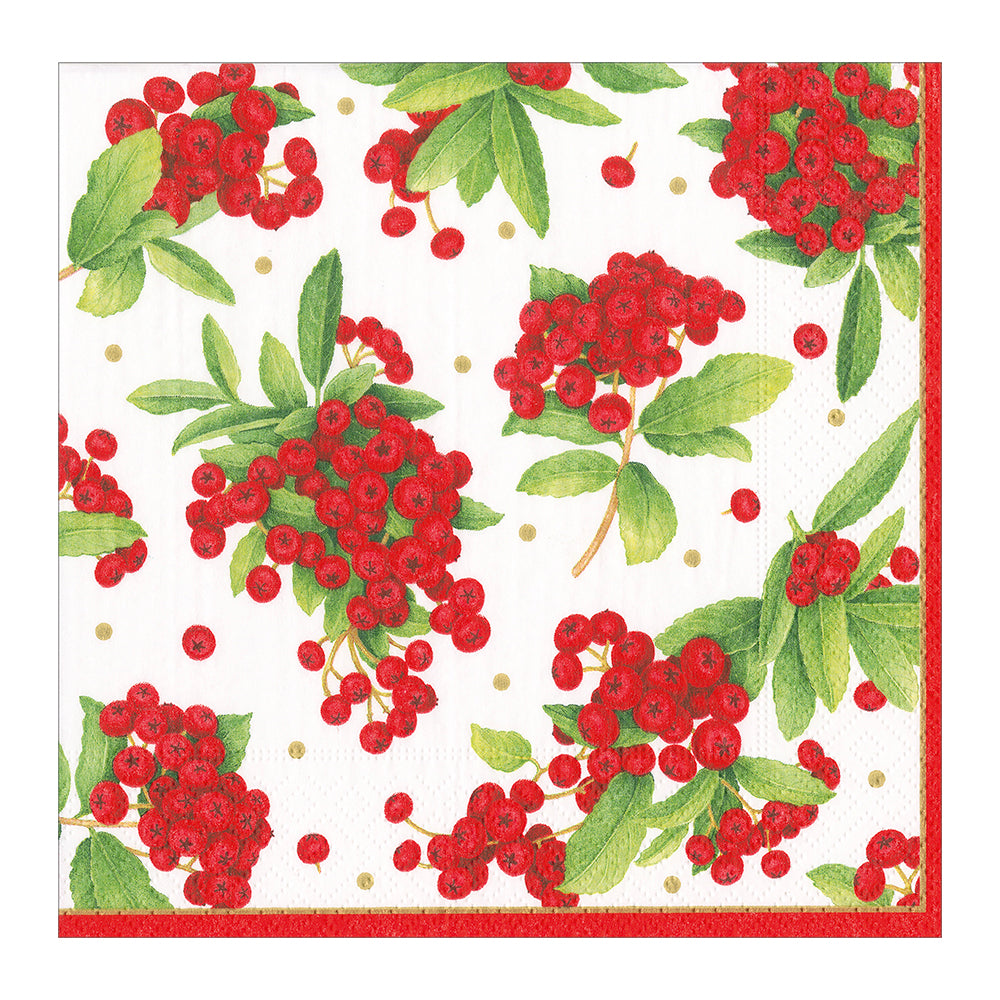Christmas Berry Red Caspari Paper Dinner Napkins 40 cm square 3 ply 20 pack