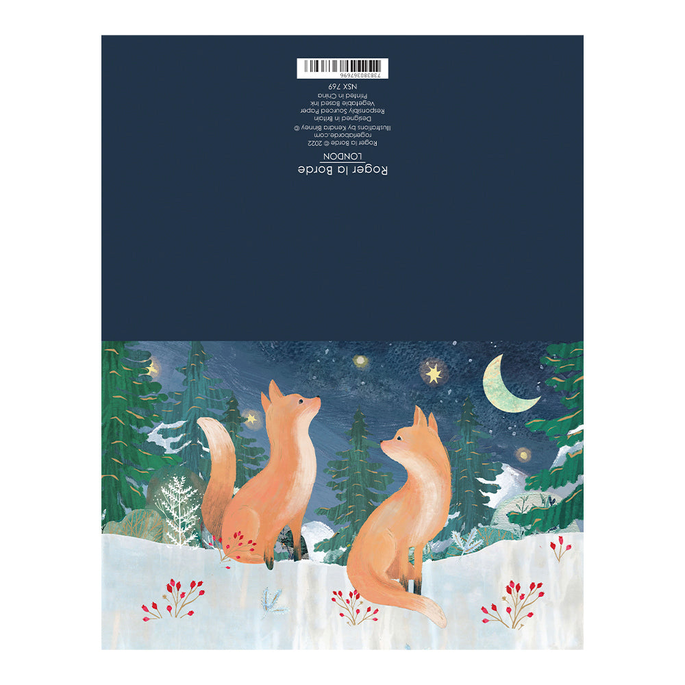 Foxes Gold Foil 8 x Christmas Cards in a Kraft Box 80 x 140 cm Roger la Borde