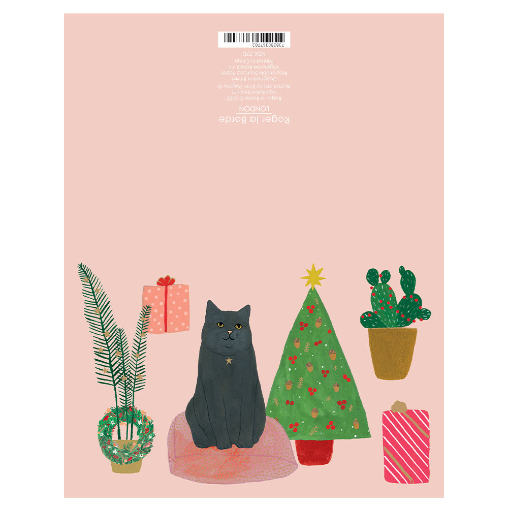 Chou Chou Chat Cat Gold Foil 8 x Christmas Cards in a Kraft Box 80 x 140 cm Roger la Borde