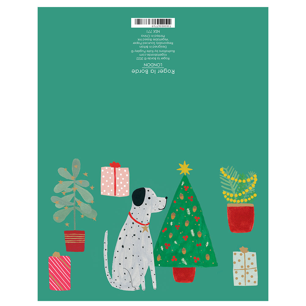 Cho Chou Dog Gold Foil 8 x Christmas Cards in a Kraft Box 80 x 140 cmRoger la Borde