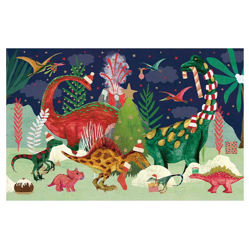 The Epoch before Christmas Dinosaur Gold Foil 8 x Christmas Cards in a Kraft Box 80 x 140 cm Roger la Borde