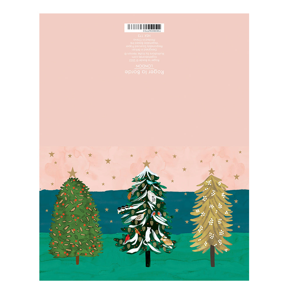 Wild Winter Forest Gold Foil 8 x Christmas Cards in a Kraft Box 80 x 140 cm