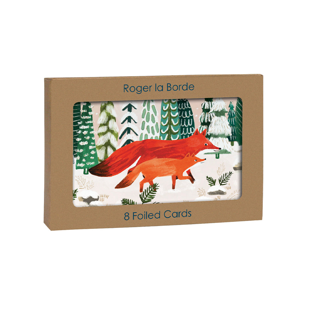 Running Foxes Gold Foil 8 x Christmas Cards in a Kraft Box 80 x 140 cm Roger La Borde
