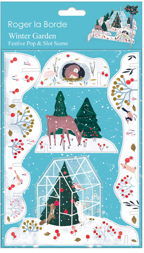 Winter Garden Christmas Scene Pop and Slot Christmas Decoration Roger la Borde