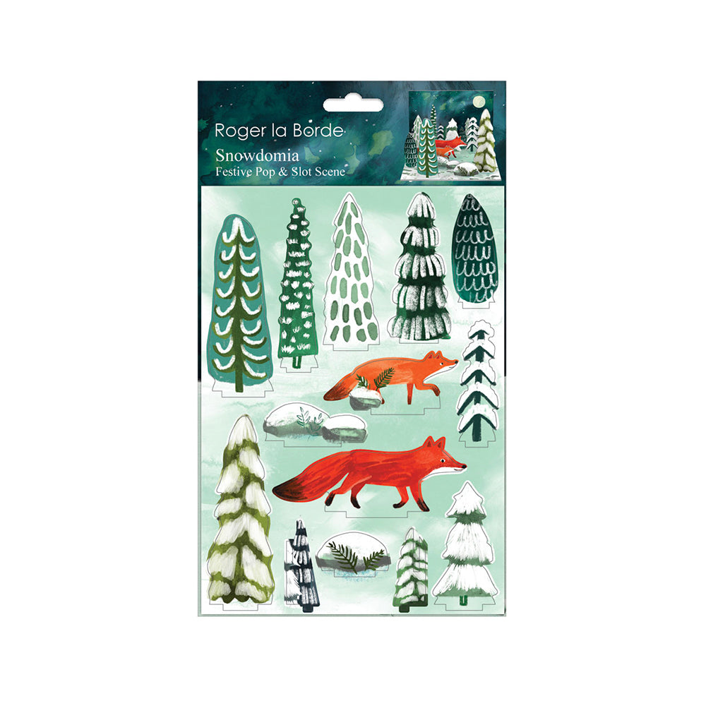 Snowdomia Alpine Foxes Christmas Scene Pop and Slot Christmas Decoration Roger la Borde